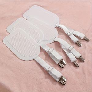 TEMU 4개 흰색 나일론 시트 고정 장치, 미끄럼 방지 그립 & 숨겨진 버클 - 소파 쿠션, 아기 침대, 가정용 매트리스 패드 홀더 보안 - 손세탁만 가능, 침대 시트 고정 장치, 세련된 디자인, 내구성 있는 구조|쇼파쿠션|쇼파침대