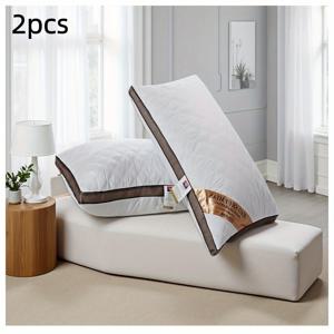 TEMU 2개입 고급 부드럽고 편안한 피부 친화적인 베개 | 100% 폴리에스터, 높은 탄성, 붕괴 방지, 사계절 사용, 침실 및 호텔 장식에 이상적, 크리스마스 선물로 완벽