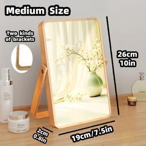 TEMU 천연 대나무 전신 거울 - 접이식 360° 회전 대형 스탠딩 책상/테이블 거울, 표면 및 연마된 산성 대나무 프레임, 휴대용 거울, 침실, 욕실, 화장대용 - 화장거울|전신거울