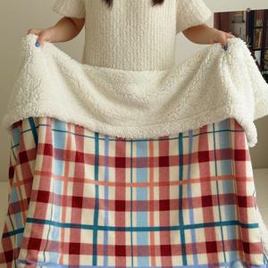 TEMU 1개, 빈티지 체크 무늬 플리스 담요, 사계절 상쾌한 플로럴 밀크 벨벳 담요, 여행용 담요, 담요, 두꺼운 플리스 소재, 1인용 커버, 싱글 침대 여름 전신 커버, 다용도 담요, 사무실 휴식용 작은 담요