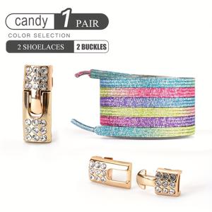 TEMU 1쌍의 라인스톤 버클이 달린 프리타이 신발끈, 스니커즈 캔버스 신발 스케이트 신발을 위한 패션 탄성 레이지 신발끈, 여성 및 남성|여성운동화