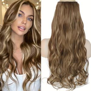 TEMU 롱 웨이비 5클립 인헤어 익스텐션 합성섬유 헤어피스 22-32인치 여성용 데일리 헤어 액세서리 할로윈