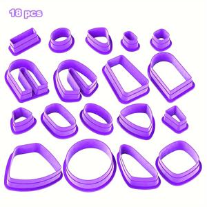 TEMU 18 개/대 부드러운 도자기 금형 DIY 수제 도자기 진흙 점토 커터 점토 폴리머 귀걸이 기하학적 모양 금형 만들기, 부드러운 도자기 진흙 절단 금형, 귀걸이 펜던트 쥬얼리 금형 커터 만들기, 여러 색상 사용 가능