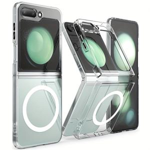 TEMU 삼성 갤럭시 플립 5 2023용 매그세이프 케이스, 자석 커버 하드 백 슬림 충격 방지 범퍼, 무선 충전 지원