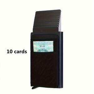 TEMU 대용량 10카드 하단 푸시 카드 홀더, 새로운 이중층 백 스티커 RFID 알루미늄 합금 남성용 신용카드 메탈 카드 홀더, OBCREATOR