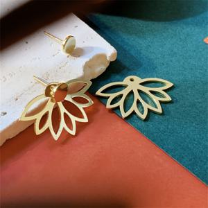 TEMU 우아한 빈티지 감성의 로투스 백 후크 귀걸이 - 금색, 세밀한 꽃 디자인, 반짝이는 돌, 일상 및 파티 행사에 완벽한 귀걸이 | 우아한 귀걸이 | 세밀한 귀걸이 디자인, 로투스 귀걸이