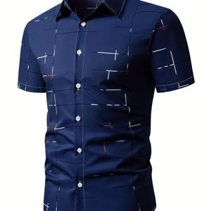 TEMU 남성용 캐주얼 체크 버튼 업 반팔 셔츠, 여름 휴가 리조트를 위한 남성 셔츠, 남성용 상의