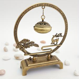 TEMU 1개 중국 스타일 행운 향로 - 우아한 골드 톤 메탈 공예 장식품, 복잡한 생명의 나무 디자인, 스파, 요가, 명상, 실내/실외 사용에 적합, 홈 데코용 향로, 명상 액세서리, 복잡한 나무 디자인