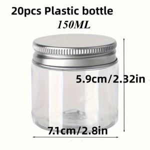 TEMU 뚜껑이 있는 빈 플라스틱 병 20개입 (각 120/150ml), 화장품 또는 식품 보관에 적합, 여행용으로 완벽.