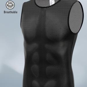 TEMU 남성용 빠른 건조 사이클링 저지 베스트 - 통기성 메쉬 슬리브리스 사이클링 셔츠, 러닝, 훈련 및 야외 활동용 고스트레치 스포츠 탑, 블랙과 흰색 로고, 캐주얼 착용용 경량 및 내구성