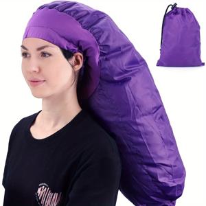 TEMU 1개 여성용 딥 컨디셔닝 후드 헤어 드라이어 캡 - 조절 가능한 탄성 스트랩, 내열성 업그레이드 건조 및 스타일링 캡 (곡선, 웨이브, 헤어용) - 퍼플