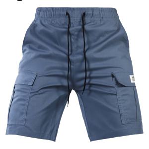 TEMU 1개 남성용 캐주얼 드로스트링 레터 패치 카고 반바지 (플랩 포켓 포함) | 신축성 없음, 단색, 레귤러 핏