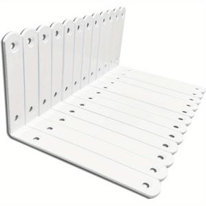 TEMU 12개 헤비 듀티 스틸 L 선반 브래킷 - 벽걸이 및 플로팅 선반용 사전 천공된 구멍이 있는 6인치 화이트 코너 브레이스, 장식 프로젝트용 내구성 있는 금속 조인트 앵글 지원, 플로팅 선반 브래킷 | 슬릭 화이트 마감 | 내구성 있는 금속 브래킷, 벽용 선반 브래킷