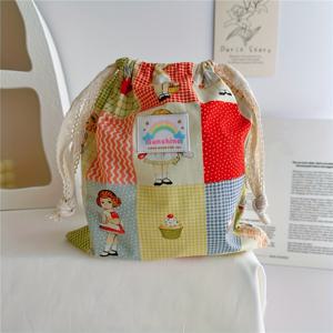 TEMU 멀티컬러 패브릭 드로스트링 보관백 | 통기성 & 가벼운 무게 | 카툰 프린트 라벨 | 홈, 여행, 선물용 다목적 정리함 | 옷, 기저귀, 화장품, 액세서리 수납에 이상적 | 내구성 강한 휴대용 의류 정리함