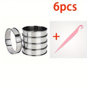 TEMU 5개 스테인리스 스틸 크럼프트 링 세트, 4인치 머핀 링, 베이킹용 타트 링. 이 이중 롤링 논스틱 원형 케이크 링은 금속 페이스트리 몰드로 사용되며 호텔, 레스토랑에서 디저트를 만들기에 이상적입니다.