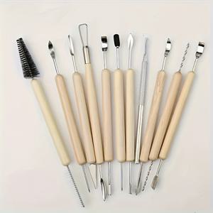 TEMU 11개 목재 아트 취미 DIY 클레이 도구 세트 - 냉도자기 및 폴리머 클레이 모델링 도구와 성형용 몰드 포함 - 무부하, 사용하기 쉽고 다용도