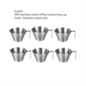 TEMU 6개 HANYUE 304 스테인리스 커피 추출컵 - 100ml 측정 눈금 포함, 휴대용 드립커피용, 주방 및 레스토랑 사용, 바리스타 장비, 매끄러운 광택 마감