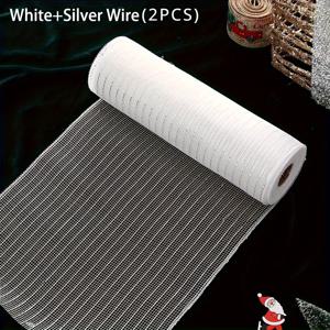 TEMU DIY 크리스마스 트리용 2개 세트 반짝이는 골드 & 실버 메쉬 리본 - 각 10야드, 결혼식 장식 및 선물 포장에 완벽