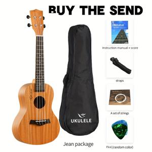 TEMU 초보자를 위한 23인치 우쿨렐레, 쉽게 배우는 고품질 마호가니 상판 & 뒷판, 빈티지 스타일, 학생과 성인에게 완벽한 제품