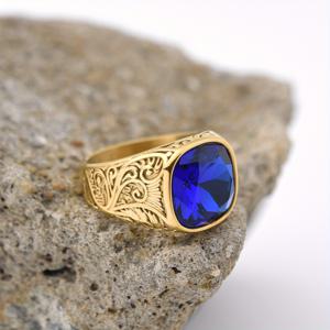 TEMU 남녀공용 커플 레트로 크리에이티브 316L 반지 | 유럽 및 미국 패션, 화려한 패턴의 사각형 인조 합성 보석 남성용 반지, 인조 보석이 금박으로 장식된 전기 도금 금색