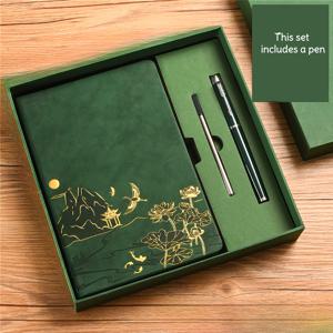 TEMU DOMUUH 가죽 저널 노트북 세트 (펜 & 선물 상자 포함) - 우아한 매트 하드커버 다이어리, 200페이지 줄무늬 두꺼운 종이, 남녀 공용 휴대용 필기장, 학교, 여행, 비즈니스, 업무용 - 이름/이니셜 가능|일기장