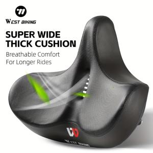 TEMU WEST BIKING 남녀 공용 인체공학적 시트 패드, 남녀를 위해 설계된 부드러운 자전거 쿠션, 듀얼 충격 흡수 볼, 방수 기능, 로드 바이크에 적합한 넓은 자전거 안장