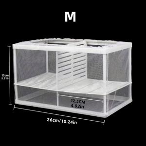 TEMU 수족관 인큐베이션 박스 - 나일론 메쉬 번식 격리 탱크, 흰색 직사각형 어항 분리기, 번식 박스, 그리드