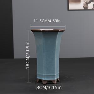 TEMU 미니멀하고 우아한 하늘 파란색 기름통 질감의 보라색 점토 화분, 꽃과 녹색 식물을 위한 대형 육각형 난초 화분, 분재 및 절벽 오래된 줄기 식물 재배를 위해 수제 제작.