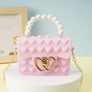 TEMU 시크한 소녀용 실리콘 젤리 크로스바디 백, 양면 버블 하트 디자인 - 가벼운, 패셔너블한 핸드백 & 동전 지갑, 일상용 - 보라색, 빨간색, 파란색으로 구매 가능