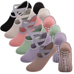 TEMU 여성용 실리콘 밑창 미끄럼방지 요가 양말 6켤레 - , 플랭크, 바닥용 - 체육관 & 댄스 트레이닝 양말, 세탁기 사용 가능, 요가, 웨이트리프팅, 무술, 피지컬용 미끄럼방지