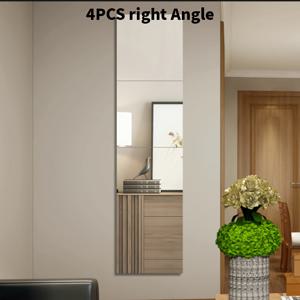 TEMU 4pcs 아크릴 비용 벽 거울 세트, 현대 스타일 사각 수직 풀 길이 드레싱 미러 침실, 욕실, 옷장 - 플라스틱 표면, 전기 필요 없음.