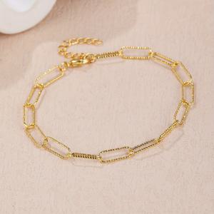 TEMU 여성을 위한 간단한 휴가 스타일 18K 금장치 코발트 종이 클립 체인 브레이슬릿, 조절 가능한 일상 착용, 여자 친구나 엄마를 위한 이상적인 데이 선물