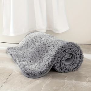 TEMU 1개 푹신한 부드러운 욕실 매트 | 폴리에스터 욕실 러그, 물 흡수 미끄럼 방지 메모리폼 바닥 매트 (욕실, 주방, 침실, 현관용), 기하학적 패턴, 두께 2.5cm