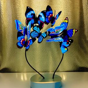 TEMU 할로윈, 코스튬 파티 & 요정 테마 이벤트용 조절 가능한 컬러풀 나비 헤어밴드 - 탄력 있는 와이어 디자인의 부드러운 보호 머리띠 액세서리, 나비 헤어 액세서리, 피부 친화적 슬리브