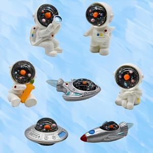 TEMU 7pcs 미니어처 우주비 및 로켓 조각품 미니 우주비 및 UFO 플레이셋 레진 DIY 선반 테이블탑 디오라마 공예 장식