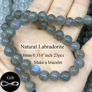 TEMU Eleanbeads 23pcs 8mm 자연 라보라딱 비즈, 회색 & 파란 빛, DIY 보석 만들기, 팔찌, 목걸이 및 공예용으로 다듬어진 둥근 자유로운 보석 종류