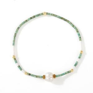 TEMU 싱글 퍼즐 액센트가 있는 스타일의 유리 비즈 스트레치 목걸이, 색상으로 다년간 사용할 수 있는 액세서리, 매일 착용하고 선물로 사용하기에 이상적인 스타일의 유리 비즈 스트레치 목걸이