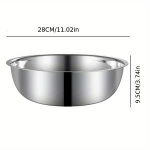 TEMU 11인치 스테인리스 스틸 믹싱 볼, 샐러드 볼, 조미료 병, 핫팟, 수프 냄비, 반죽 분지, 야채 세척용 분지, 다기능 초대형 28cm 믹싱 볼 - 녹 방지, 샐러드 준비, 야채 및 과일 준비에 완벽 - 필수 주방 도구