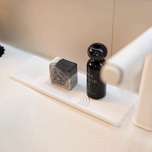 TEMU 다이아토마이트 욕실 & 싱크 매트 - 빠른 건조 흡수 미끄럼 방지 욕실 카운터탑 정리대, 다이아토마이트 어스, 줄무늬 싱크 트레이, 주방 & 욕조용 다목적 보관함 (다이아토마이트 머드 마스크/제품 호환)|싱크대수전