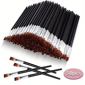 TEMU 50개입 일회용 앵글 아이브로우 브러쉬 (손바닥형 브러쉬) - 폴리에스터 브러쉬모 & ABS 플라스틱 손잡이, 무향, 모든 피부 타입 호환