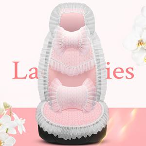 TEMU 세련된 레이스 창의적인 디자인 자동차 전면 범용 시트 쿠션 커버, 헤드레스트 및 요추 지지대 포함, 사계절 내내 사용 가능, 아름답고 편안함, 대부분의 자동차 모델에 적합, 여성용 자동차 인테리어 장식 교체품, 생일/발렌타인데이 및 기타 휴일 선물로 탁월함