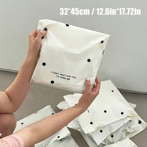 TEMU 20개 Mi Bai Bo Dian 폴카 도트 익스프레스 가방, 방수 두꺼운 PE 플라스틱, 자체 밀봉, 의류 및 학교 선물 포장용 비행기 상자