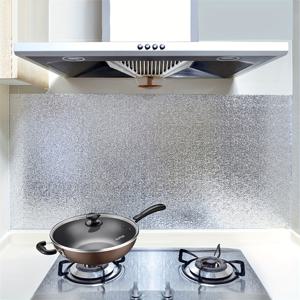 TEMU 1롤 고강도 접착식 알루미늄 호일 주방 필름 - 450°F 내열성, 방오, 방화, 방수 및 방습 - 캐비닛, 조리대, 오븐용 맞춤형 절단 가능 - 스크래치 및 유출 보호 - 주방 표면 보호막, 스토브 탑 커버, 반짝이는 메탈릭 마감