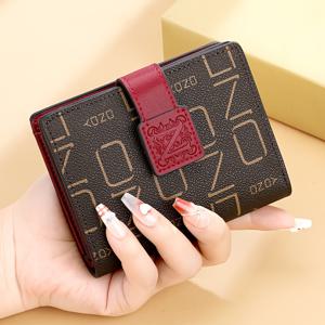 TEMU TONDY 컴팩트 바이폴드 지갑 – 7개 카드 슬롯, 지퍼 코인 포켓 & ID 창 포함, 스타일리시 레드 PVC 합성 가죽, 엠보싱 디자인, 일상용 휴대 가능