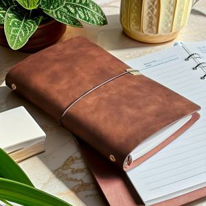 TEMU 하드커버 인조 가죽 빈티지 A5/A6 링 바인더 노트북, 밴디지 소프트 인조 가죽 커버, 리더십, 비즈니스 오피스 사용, 여행 저널링, 대학 필수품에 이상적. 남편, 아내, 가족, 형제, 친구를 위한 완벽한 크리스마스, 할로윈, 휴일 선물