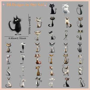 TEMU 36개/세트 고양이 DIY 다림질 DTF 전사 스티커 세척 가능 열 전사 디자인 레디 프레스 데칼 플라스티솔 패치 DIY 의류 티셔츠 마스크 청바지 배낭