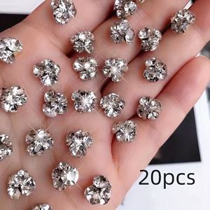 TEMU 울트라 스파클 라인스톤 네일 합성 보석 - 알레르기 방지 합금 3D 매력 살롱 & DIY 네일 아트용 | 크롬, 젤 및 아크릴 디자인을 위한 무향 볼 & 기하학적 스터드