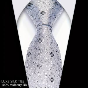 TEMU 남성용 멀버리 실크 넥타이, 실버 플로럴 패턴 8cm 우아한 진짜 새틴 넥타이 박스 세트 – 신사의 착용을 위한 정교한 질감; 개인용으로 이상적이거나 할로윈, 크리스마스, 발렌타인데이, 아버지의 날 및 새해 선물로 완벽함