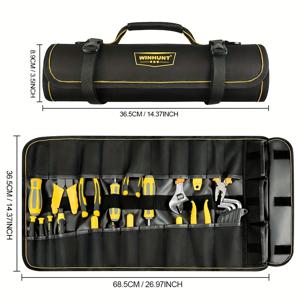 TEMU 헤비 듀티 공구 가방 롤업 정리함 - 다중 수납 공간이 있는 컴팩트한 소형 캐리어 가방, 내구성이 뛰어난 폴리에스터 소재, 전기 기술자, 정비공에게 적합