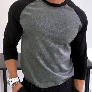 TEMU 남성용 오버사이즈 파자마 셔츠 - 투톤 블랙/그레이 칼라 긴팔 파자마, 소프트 라운드넥 가운, 라운지 & 수면복, 사계절 편안한 나이트가운 (벨트 없음) - 빅 & 탈 캐주얼 홈웨어, 플러스 사이즈